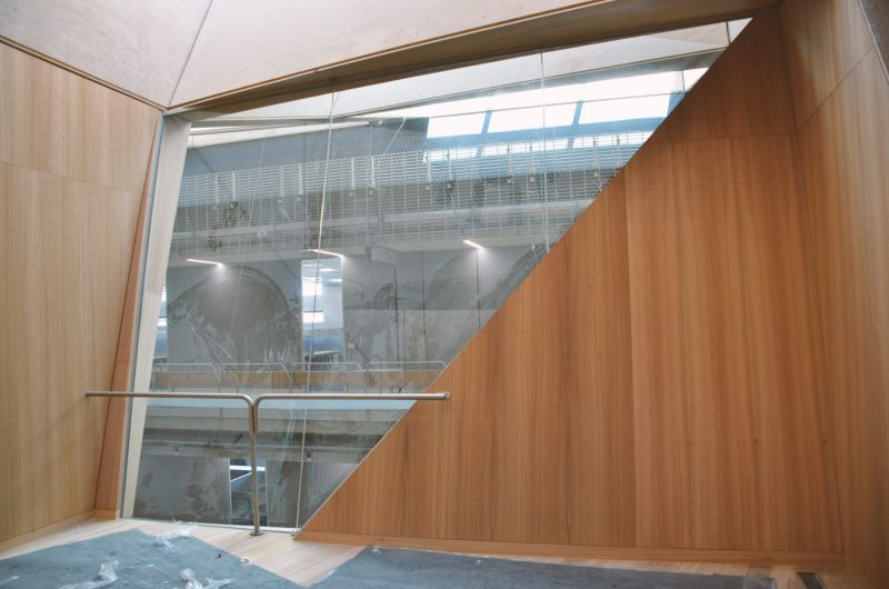 Window with handrail in a Suspended Studio.