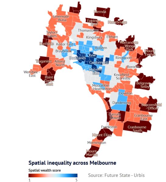spatial inequality across melbourne map