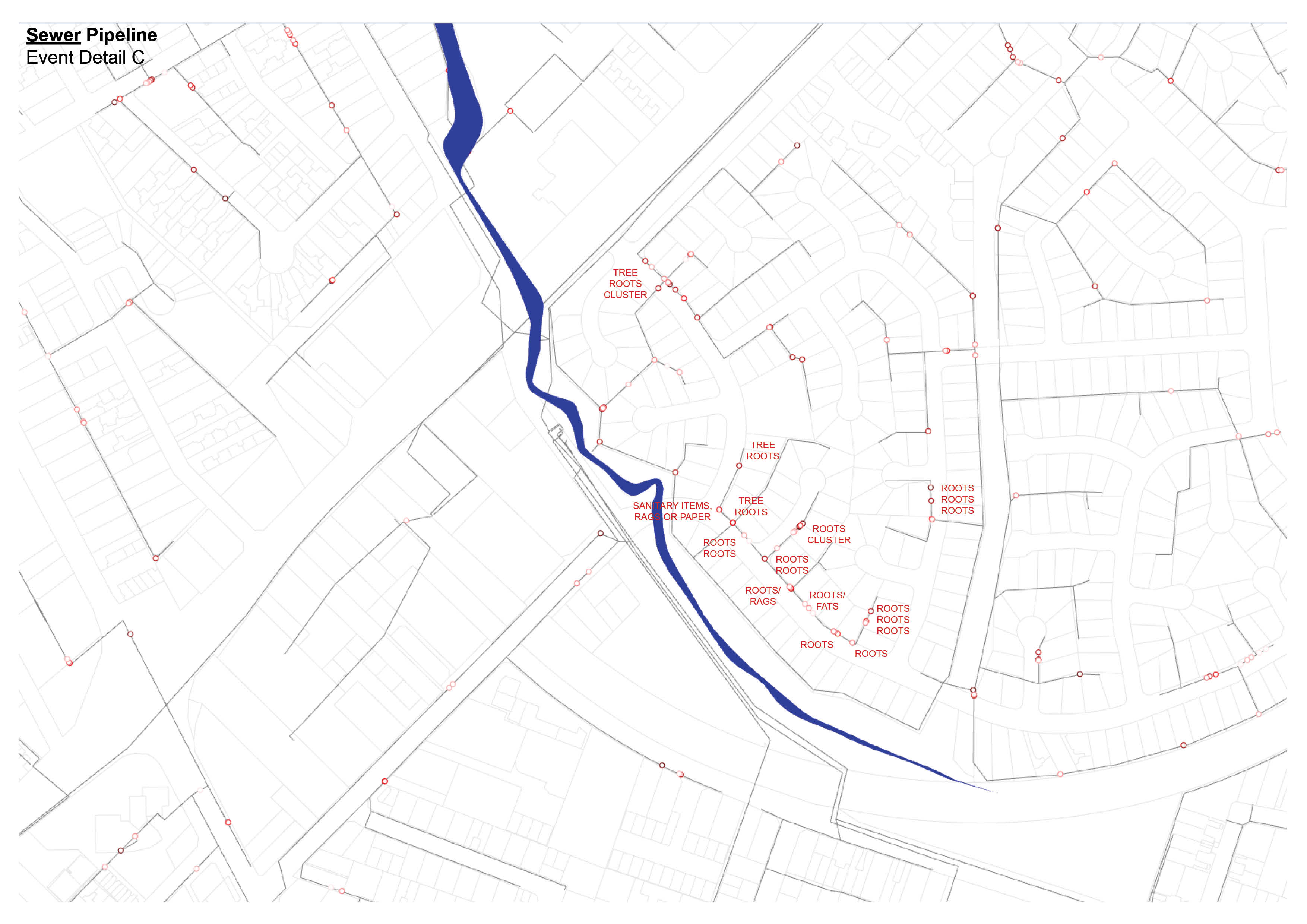  3.4 Detail C - sewer events around Tanti Creek, Frankston, VIC