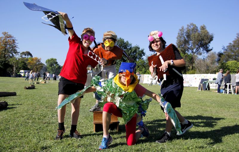 Students dressed in costumes at Parktopia