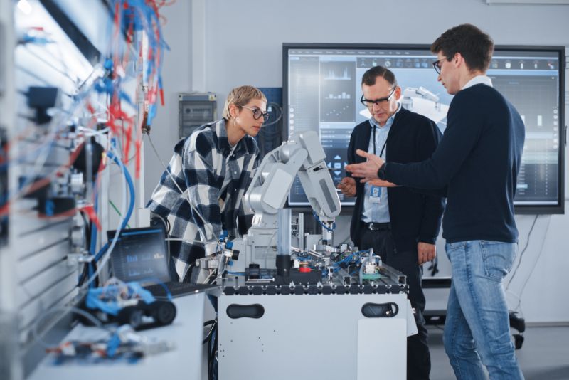 People being taught in a lab