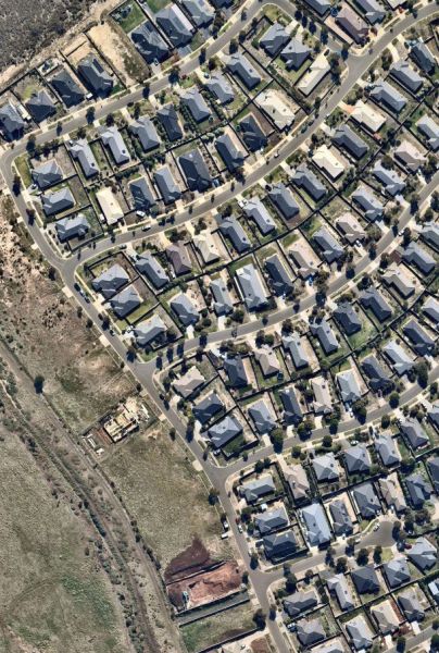 Aerial view of suburbs
