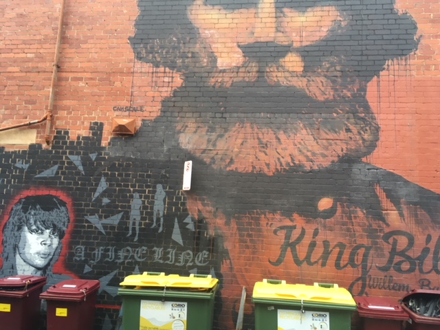 Mural depicting Wathaurong leader King Billy (with Chrissy Amphlett below left).