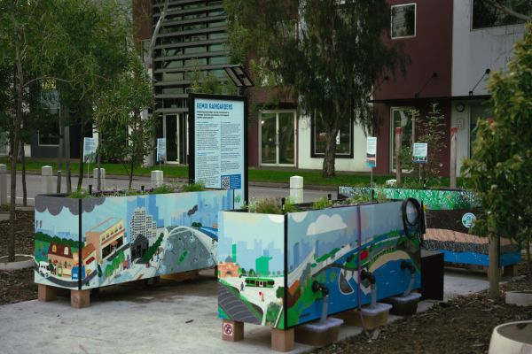 The Remix Raingarden beds (3) are completed and sitting at their new home at Fishermans Bend