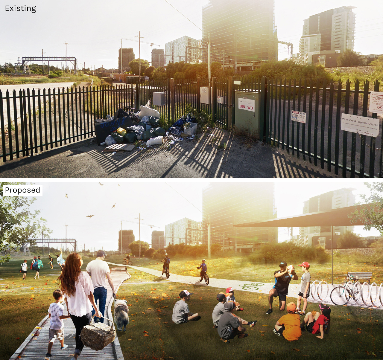 Conversion of under-utilised land adjacent to Wolli Creek station into a new cycling a recreation space.