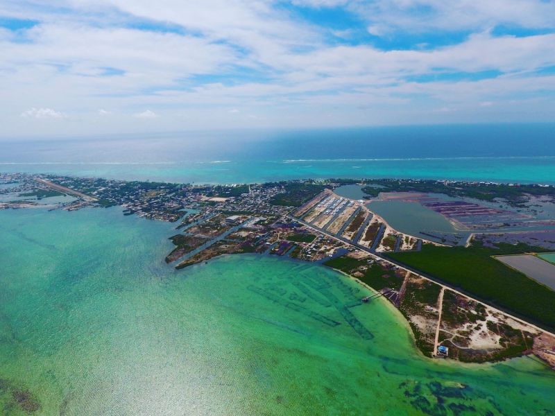 Aerial drone photo of Belize coastline