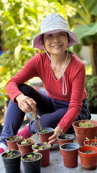 Catherine in her garden