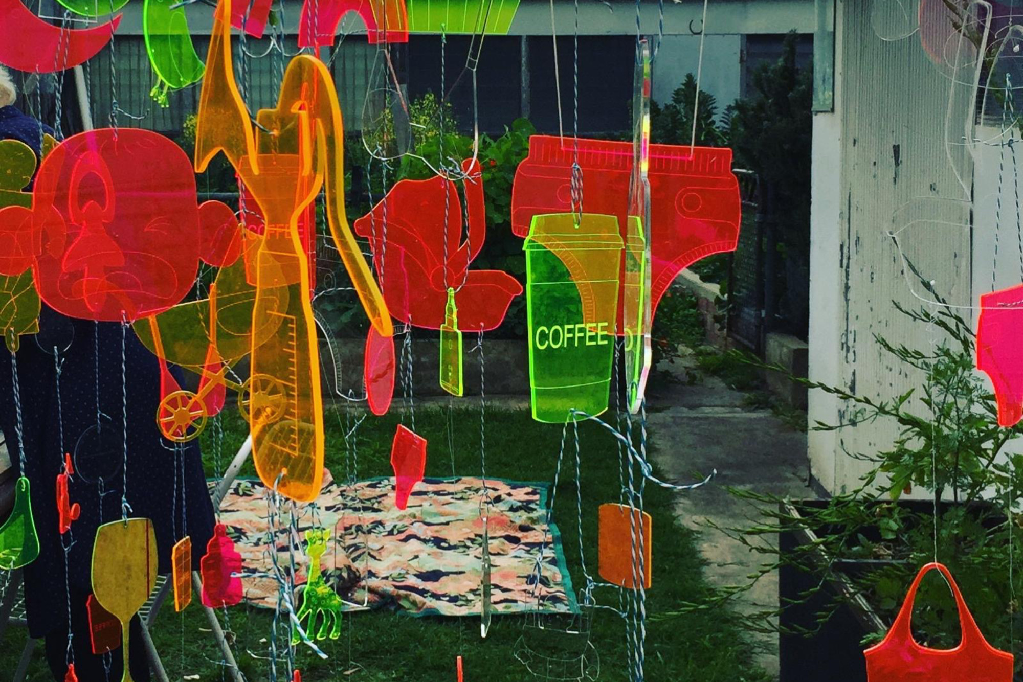 translucent colourful plastic mobile