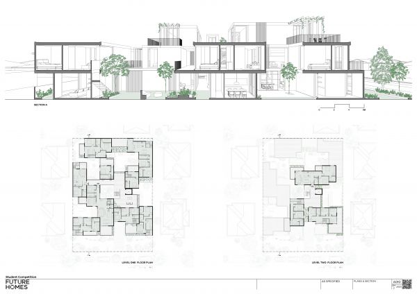 Floor Plans and Side View of Cluster