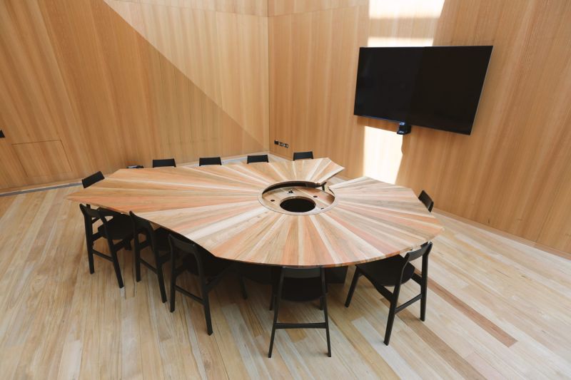 The completed Meeting Table and custom-built chairs.