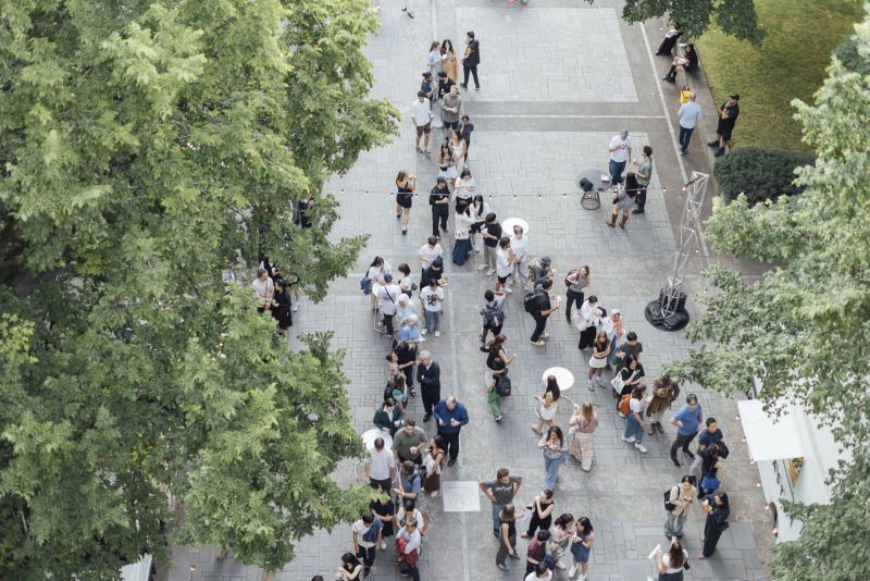 Birds eye view of a crowd of people