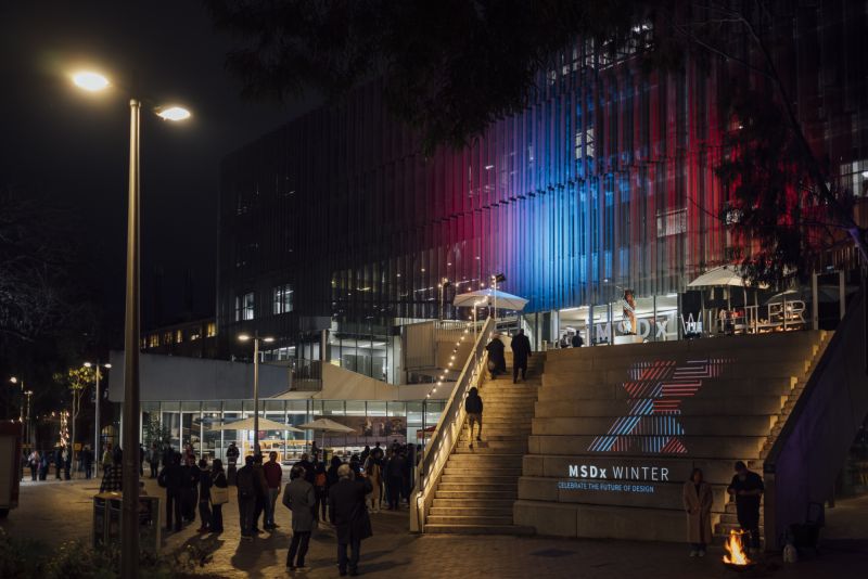 Exterior of the Glyn Davis Building at night