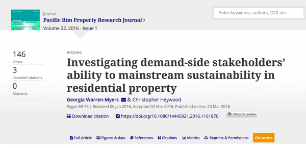Investigating demand-side stakeholders’ ability to mainstream sustainability in residential property